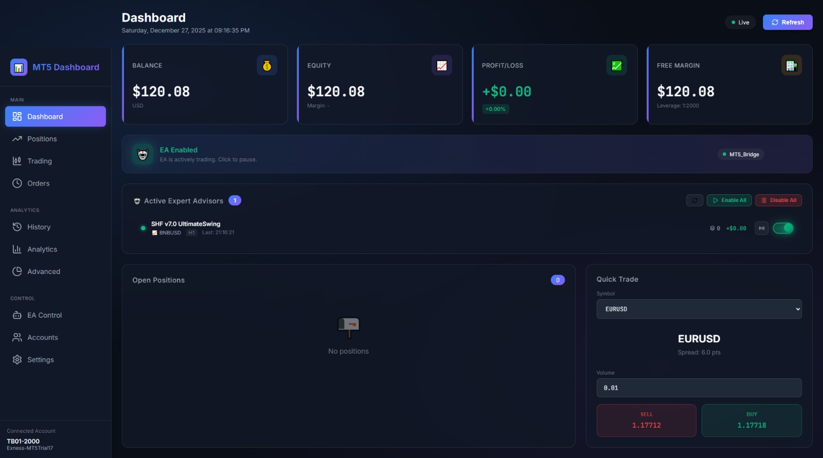 Dashboard Trading Screenshot 2