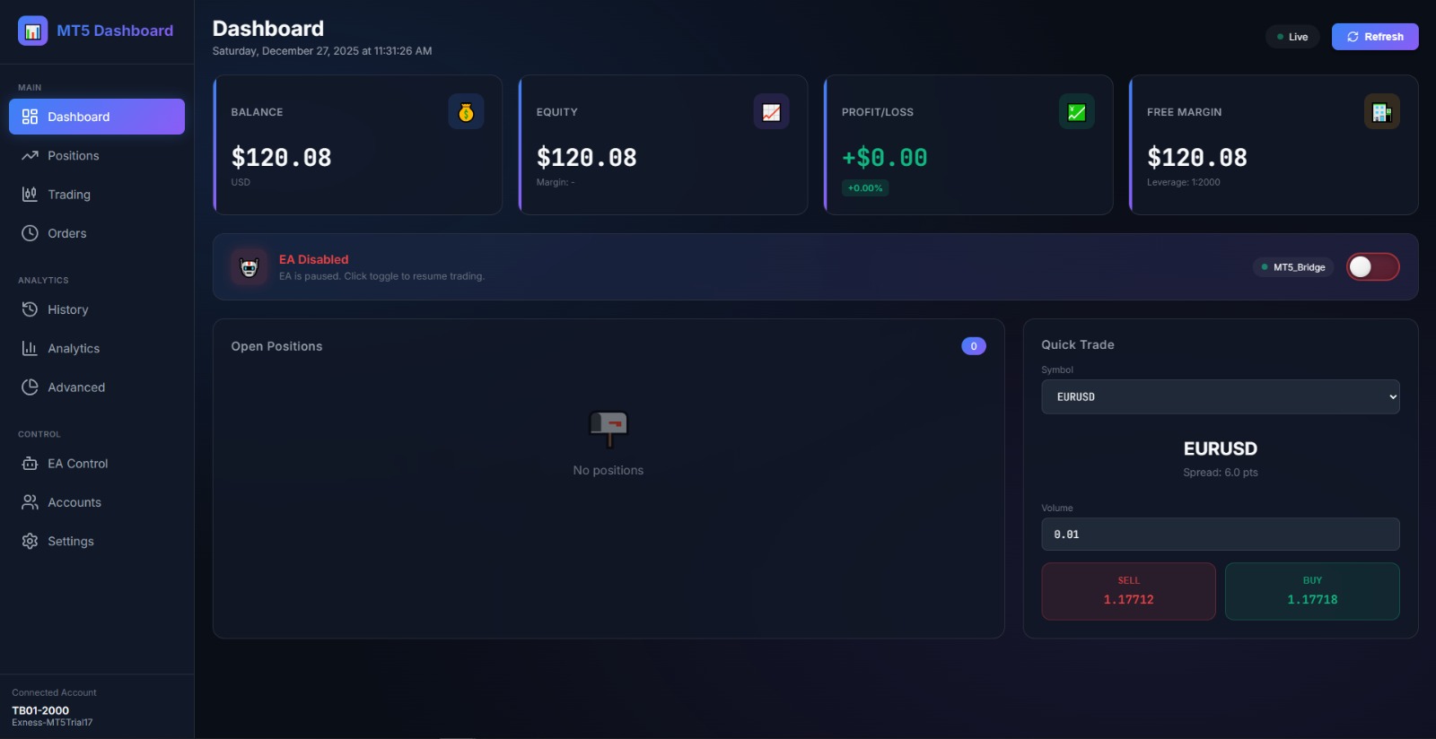 Dashboard Trading Demo