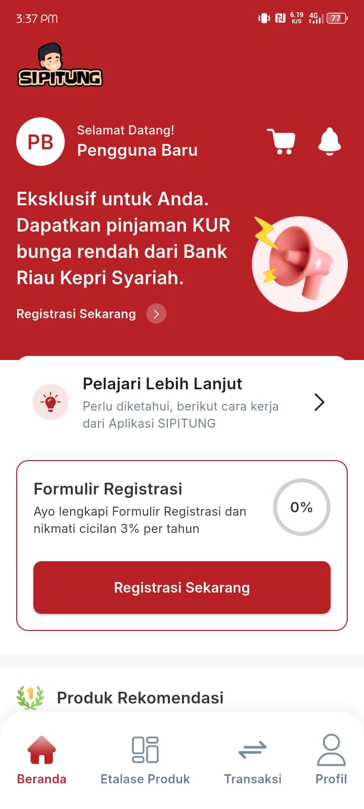 SIPITUNG Bank Riau Kepri Syariah Screenshot 2